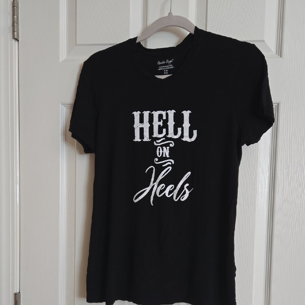 Charlie Paige Black Tee with White Text
